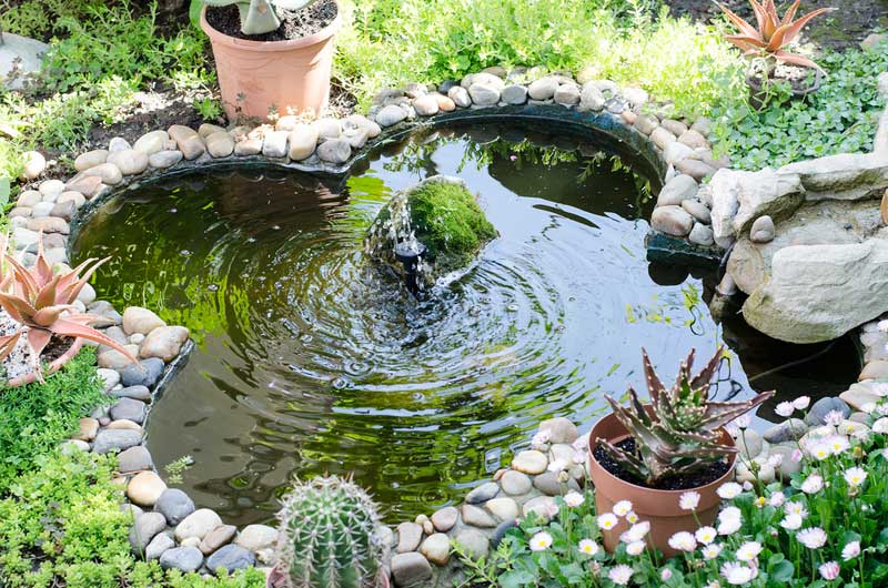 Gartenteich mit Springbrunnen als Teichbelüfter (depositphotos.com) Gartenteich mit Springbrunnen als Teichbelüfter (depositphotos.com)